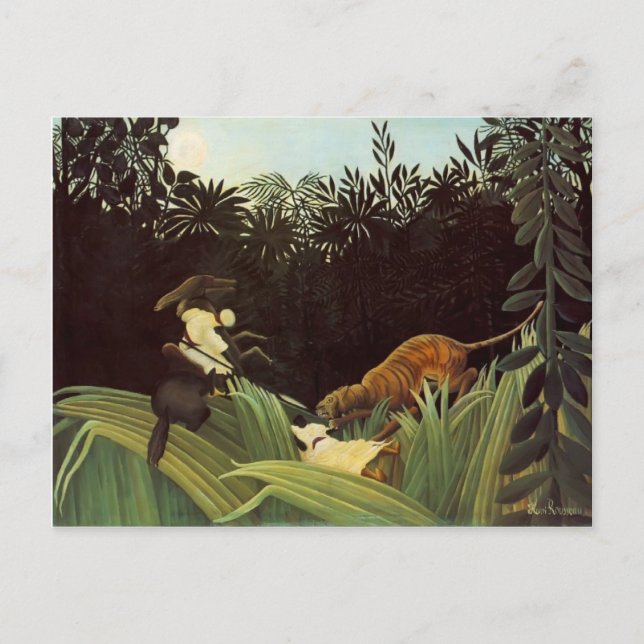 Cartão Postal Henri Rousseau - Escoteiro Atacado por um Tigre (Frente)