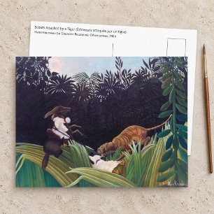 Cartão Postal Henri Rousseau - Escoteiros Atacados por um Tigre