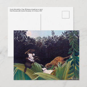 Cartão Postal Henri Rousseau - Escoteiros Atacados por um Tigre