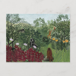 Cartão Postal Henri Rousseau - Floresta Tropical com Macacos
