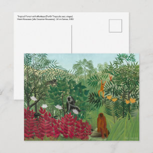 Cartão Postal Henri Rousseau - Floresta Tropical com Macacos