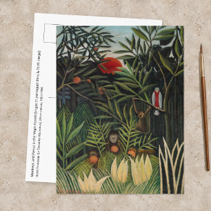 Cartão Postal Henri Rousseau - Macacos & Papagaio na Floresta Vi