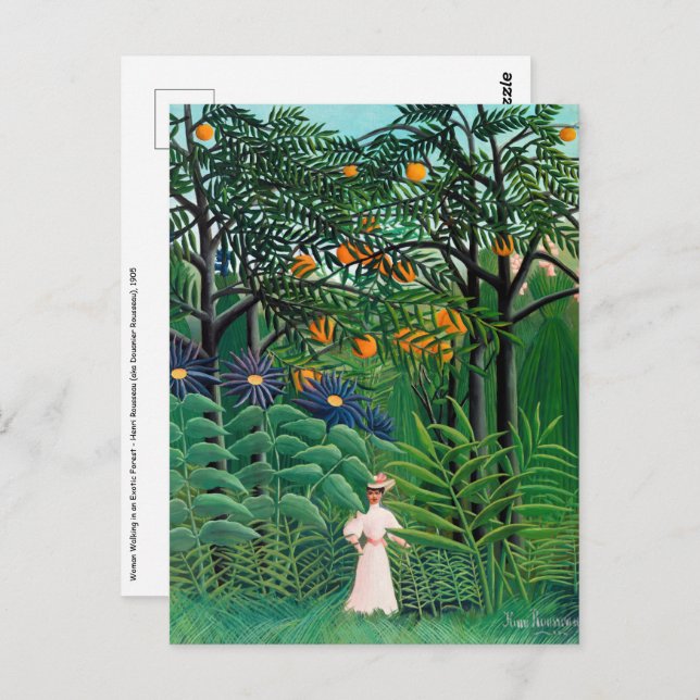 Cartão Postal Henri Rousseau - Mulher caminhando em uma Floresta (Frente/Verso)