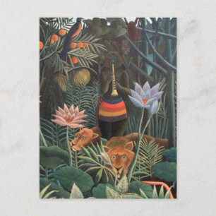 Cartão Postal Henri Rousseau O Surrealismo das flores da selva d