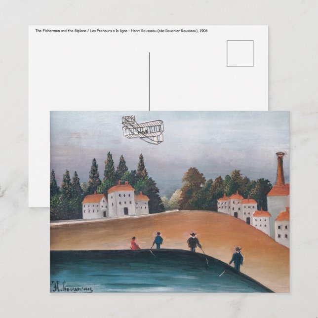 Cartão Postal Henri Rousseau - Os Pescadores e o Biplano (Frente/Verso)