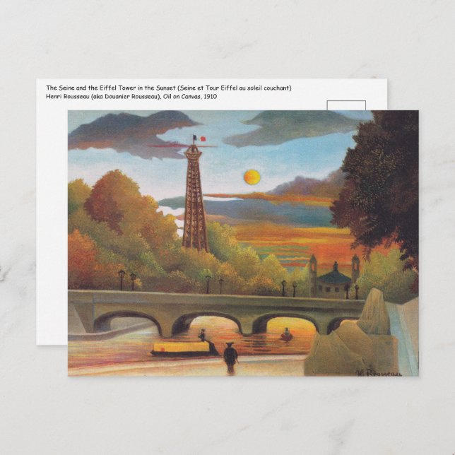 Cartão Postal Henri Rousseau - Torre Seine e Eiffel em Sunset (Frente/Verso)