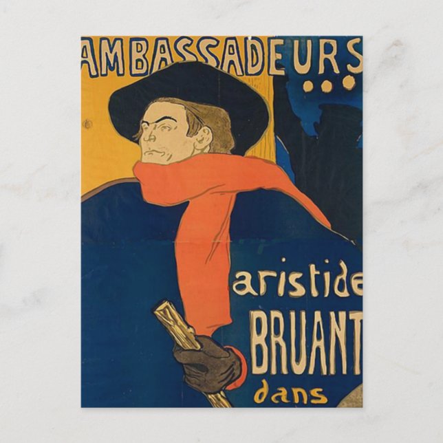 Cartão Postal Henri Toulouse Lautrec - Aristide Bruant (Frente)