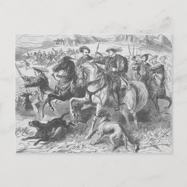 Cartão Postal Henrique VIII na caça real na floresta de Epping (Frente)