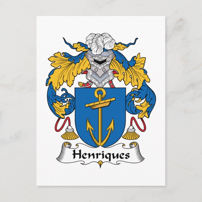 Cartão Postal Henriques Family Crest (Frente)