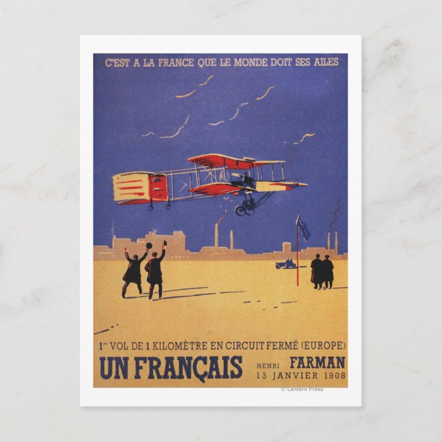 Cartão Postal Henry Farman voa em Issy-les-Moulineaux (Frente)