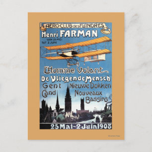 Cartão Postal Henry Farman Voa o Homem Voador Poster