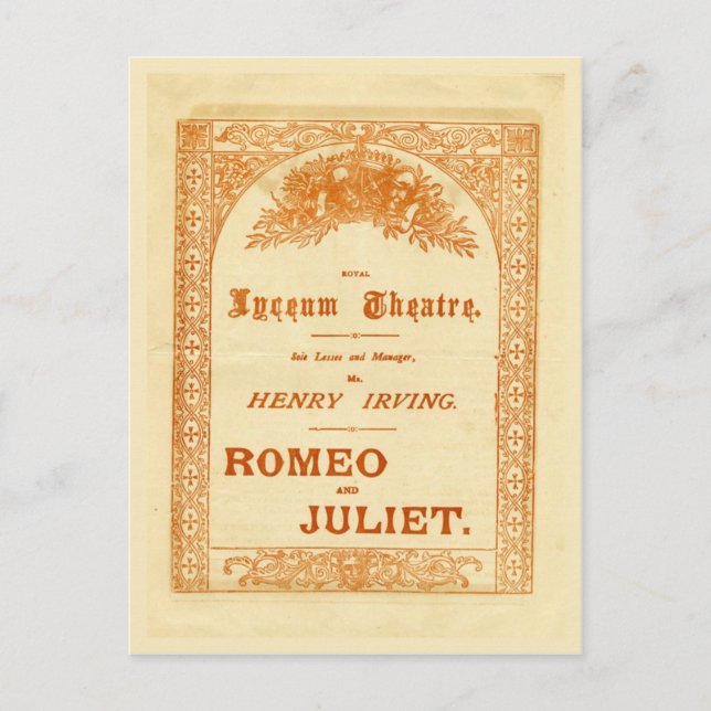 Cartão Postal Henry Irving's Romeo & Juliet (Frente)