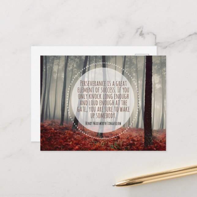 Cartão Postal Henry Longfellow Inspirational Cote Perseverança (Frente/Verso In Situ)
