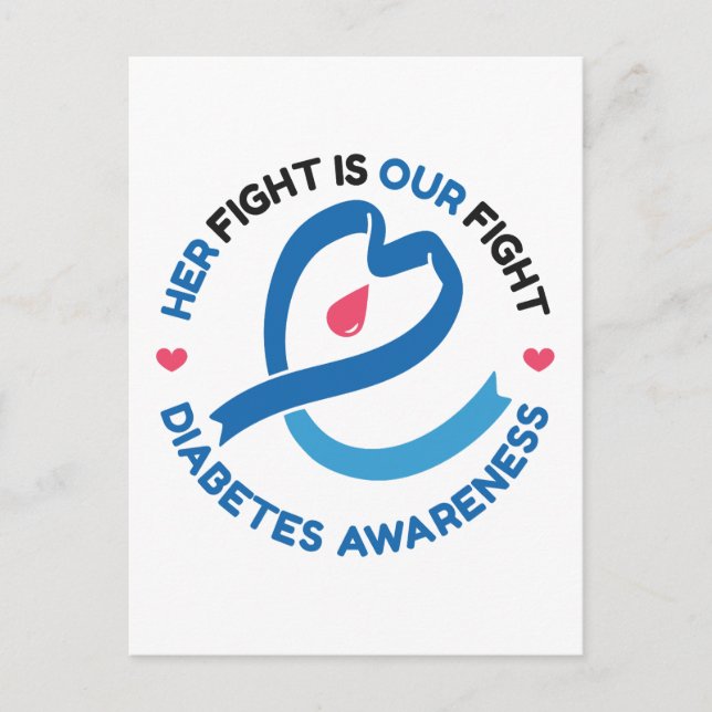 Cartão Postal Her Fight Is Our Fight – Diabetes Awareness (Frente)