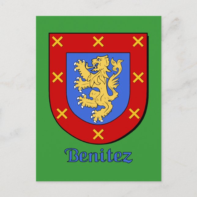 Cartão Postal Heraldic Shield da Família Benitez (Frente)