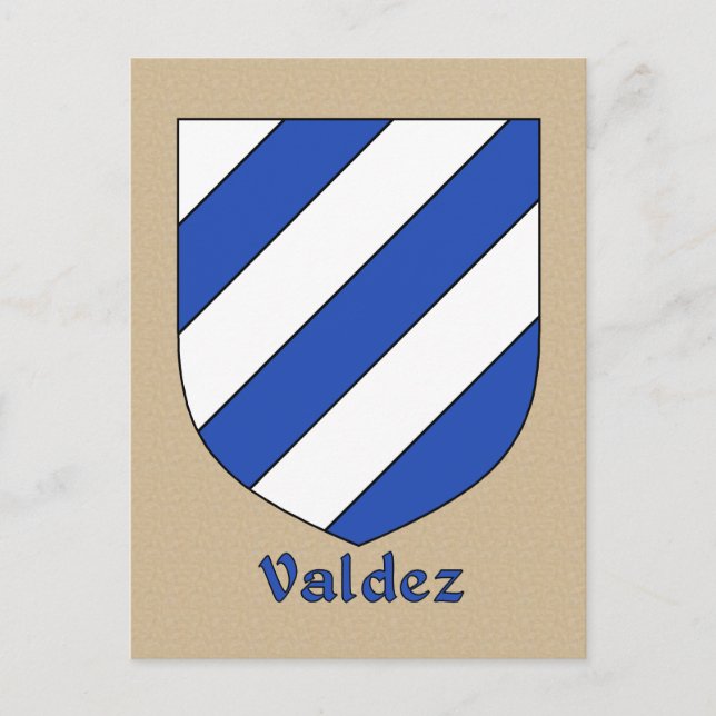 Cartão Postal Heraldic Shield da Família Valdez (Frente)