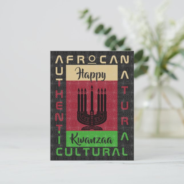 Cartão Postal Herança Negra Africana Afro-África, verde vermelha (Em pé/Frente)