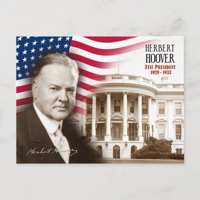 Cartão Postal Herbert Hoover - 31º Presidente dos EUA (Frente)