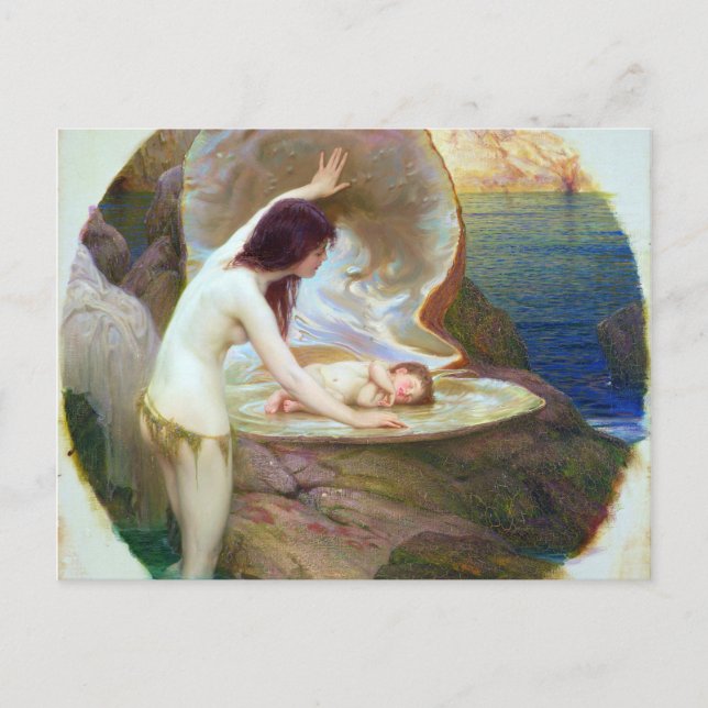 Cartão Postal Herbert James Draper - Um Bebê Água 1900 (Frente)