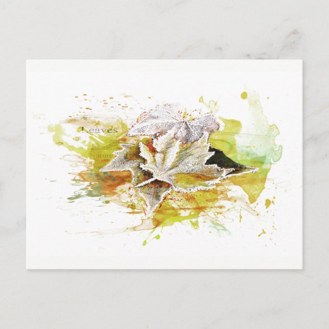 Cartão Postal Herbst, Winter. Laub, Frost, Aquarell (Frente)