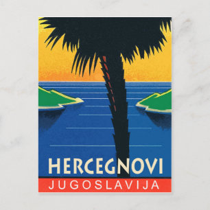 Cartão Postal Herceg Novi, Montenegro, viagens vintage da Jugosl