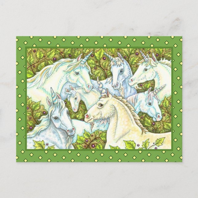 Cartão Postal HERDADO UNICORN MEDIEVAL, CAVALOS, STALLION Fantas (Frente)
