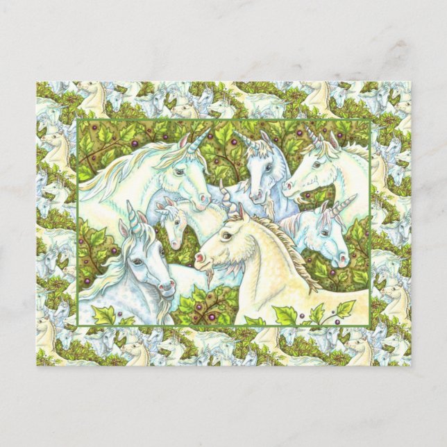 Cartão Postal HERDADO UNICORN MEDIEVAL, CAVALOS, STALLION Fantas (Frente)