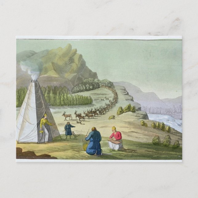 Cartão Postal Herding Reindeer, Lapland, prato 47 de Le Costu (Frente)
