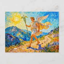 Cartão Postal Hermes with Winged Staff and Sandals Walking a Sac