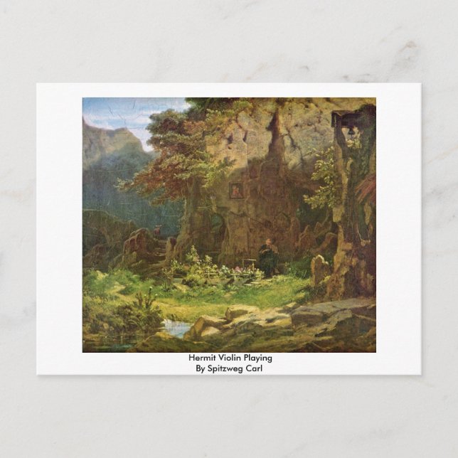 Cartão Postal Hermit Violin Jogando Por Spitzweg Carl (Frente)