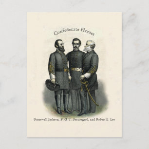 Cartão Postal Heroes da Guerra Civil Stonewall Beauregard Lee
