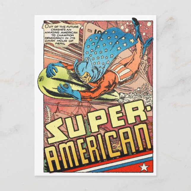 CARTÃO POSTAL HERÓI PULP HISTÓRIA EM QUADRINHOS SUPER AMERICAN 1 (Frente)