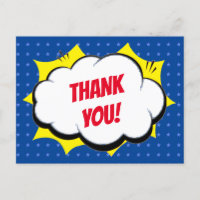 Herói Super Cômico Azul Agradecimento Personalizad