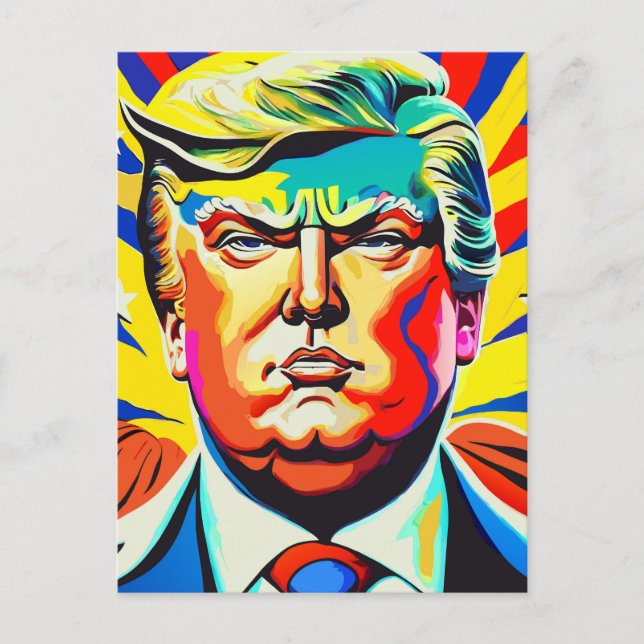 Cartão Postal Heroico Donald Trump Presidente Patriótico Retrato (Frente)