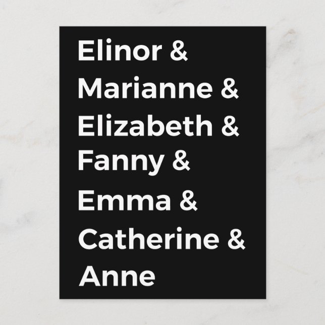 Cartão Postal Heroínas de Jane Austen I (Frente)