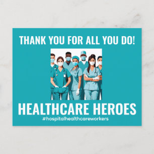 Cartão Postal Heróis da Saúde Enfermeira Médico Obrigado
