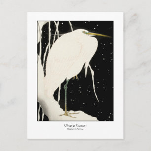 Cartão Postal Heron na neve - Ohara Koson + título - Arte venti