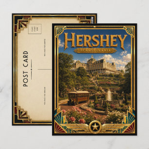 Cartão Postal Hershey Pensilvânia Arte Deco Vintage Idade Dourad