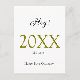 Cartão Postal Hey it's new year add year gold black simple. Mini