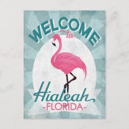 Cartão Postal Hialeah Florida Pink Flamingo Retro