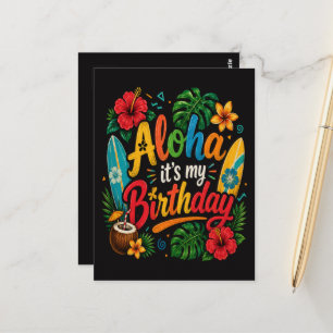 Cartão Postal Hibisco de Aniversário Aloha Havaí