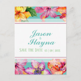 Cartão Postal Hibisco Tropical Salvar a Data