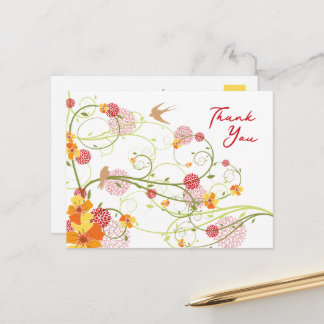 Cartão Postal Hibiscus Amarelo Sujeiras e Engolir Floral Obrigad