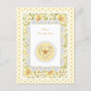 Cartão Postal Hibiscus & lace AMARELO