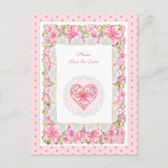 Cartão Postal Hibiscus & Lace PINK (Frente)