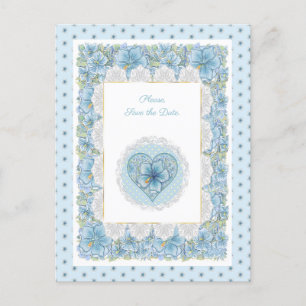 Cartão Postal Hibiscus & lace TURQUOISE