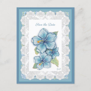 Cartão Postal Hibiscus & lace TURQUOISE