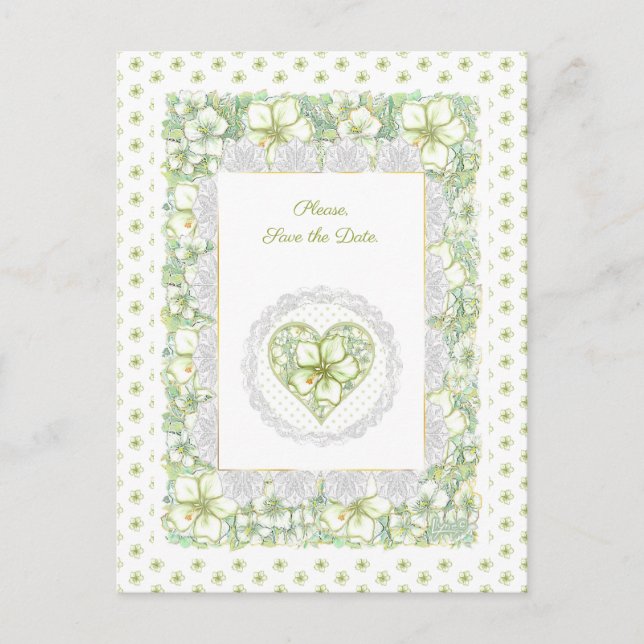 Cartão Postal Hibiscus & lace WHITE (Frente)