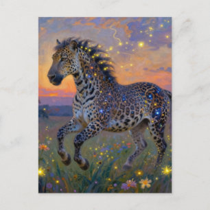 Cartão Postal Híbrido surreal de leopardo e cavalo