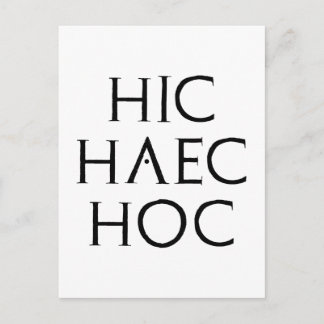Cartão Postal hic haec hoc Latein latin